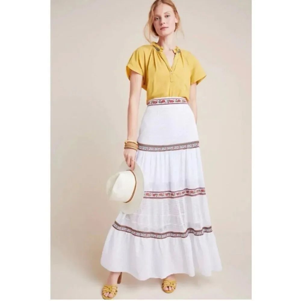 Anthropologie x Cecilia Prado Lori Tiered Maxi Skirt Medium new boho Gypsy